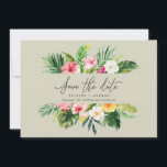 Tropical watercolor floral save the date<br><div class="desc">Beautiful modern Tropical watercolor floral save the date. Beautiful script text. Part of a summer wedding celebration collection.</div>