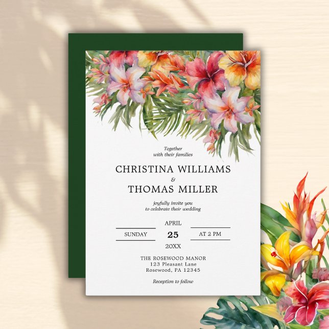Tropical Watercolor Floral  Wedding Invitation (Creator Uploaded)