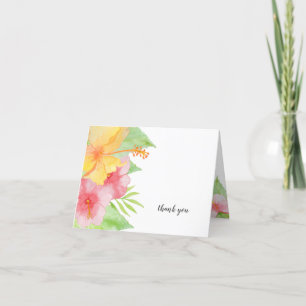 Tropical watercolor floral wedding thank you card