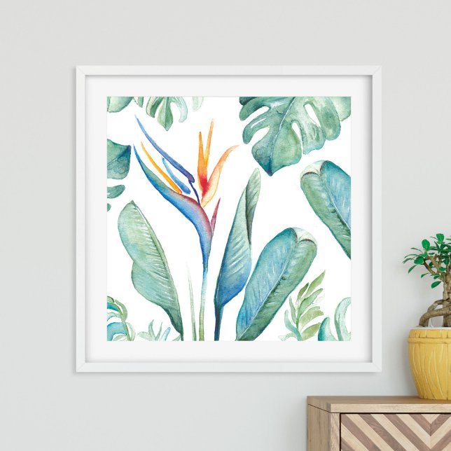 Tropical Watercolor Flower Botanicals and Greenery Poster (Creator Uploaded)