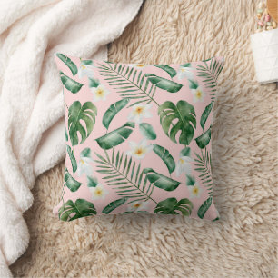 Tropical Watercolor Flower Pattern Cushion