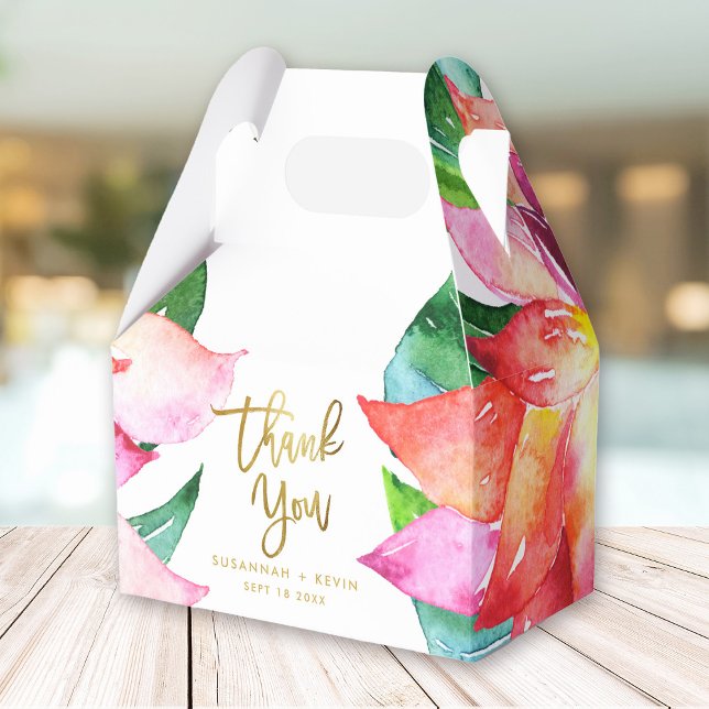 Tropical Watercolor Flower Wedding Favour Thank Yo Favour Box (Creator Uploaded)
