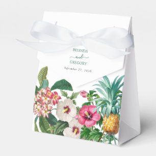 Tropical Watercolor Flowers & Greenery Wedding Favour Box