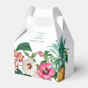 Tropical Watercolor Flowers & Greenery Wedding Favour Box