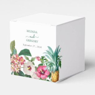 Tropical Watercolor Flowers & Greenery Wedding Favour Box