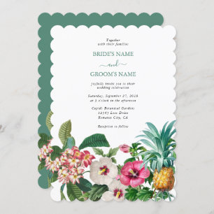 Tropical Watercolor Flowers & Greenery Wedding Invitation