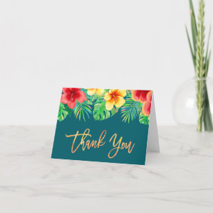 Tropical Watercolor Flowers Thank You Card