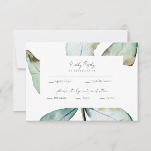 Tropical Watercolor Foliage Wedding Response Card