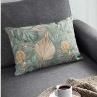 Tropical Watercolor Gold & Green Leaves Pattern