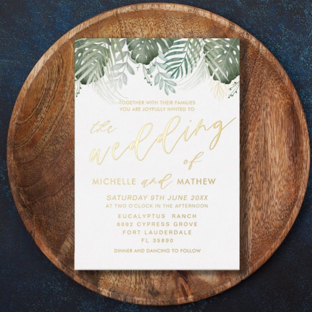 Tropical Watercolor Gold Green Wedding  (Creator Uploaded)