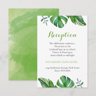 Tropical Watercolor Green Monstera Leaves  Enclosure Card