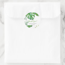 Tropical Watercolor Green Monstera Leaves Wedding