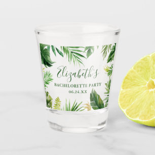 Tropical Watercolor Greenery Bachelorette Party Shot Glass