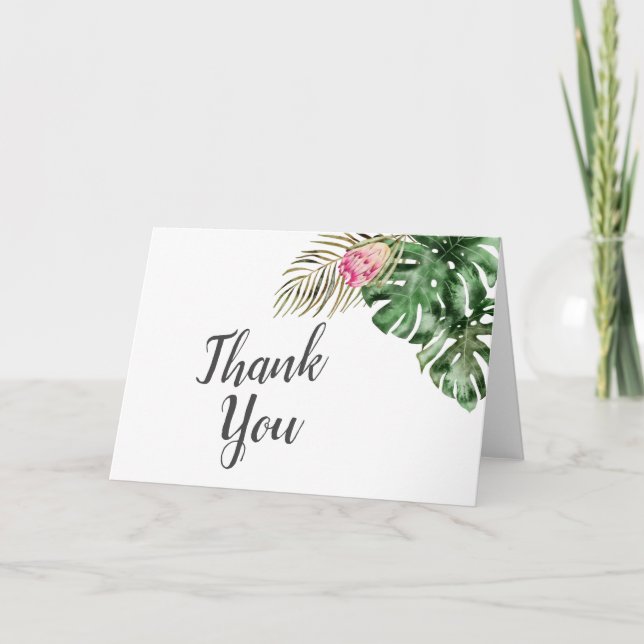 Tropical Watercolor Greenery Bridal Shower Thank Y You Card (Front)