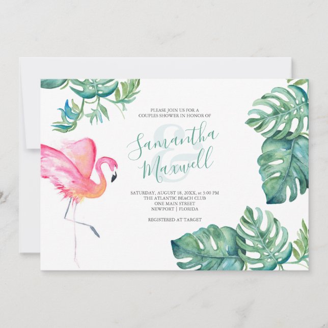 Tropical Watercolor Greenery Couples Shower (Front)