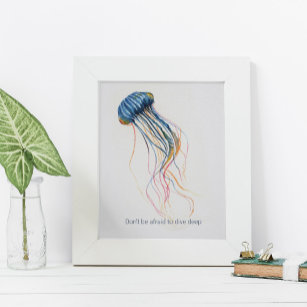 Tropical Watercolor Jellyfish Motivational Poster