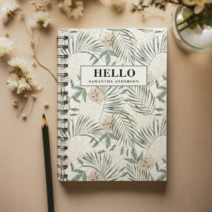 Tropical Watercolor Leaves & Flowers Pattern Notebook