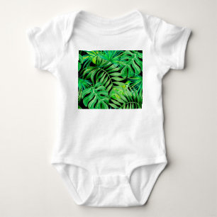 Tropical Watercolor Leaves: Seamless Elegance. Baby Bodysuit