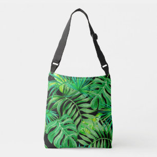 Tropical Watercolor Leaves: Seamless Elegance. Crossbody Bag
