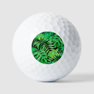 Tropical Watercolor Leaves: Seamless Elegance. Golf Balls