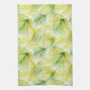 Tropical Watercolor Leaves Tea Towel