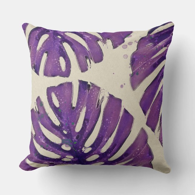 Tropical Watercolor Monstera decor pillow (Front)