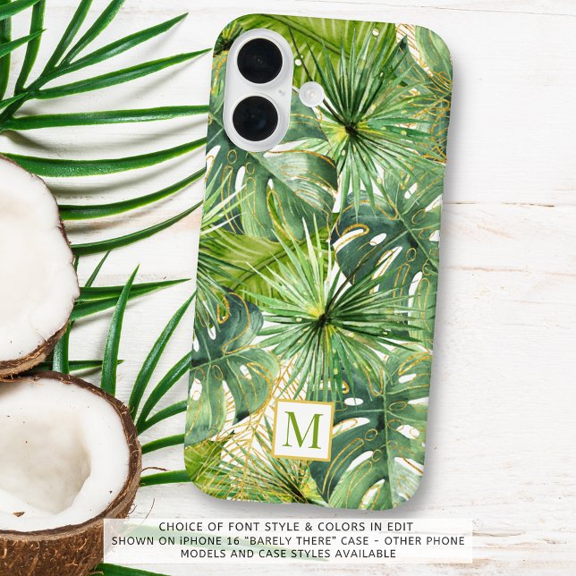 Tropical Watercolor Palm botanical Monogram Case-Mate iPhone Case (Creator Uploaded)