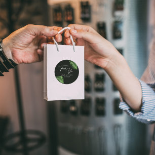 Tropical Watercolor Palm Leaves Wedding Thank you Classic Round Sticker