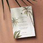 Tropical Watercolor Palm Trees Bohemian Wedding Invitation<br><div class="desc">Invite your guests to your beautiful beach wedding with our boho tropical beach wedding invitation design. Design features our hand-painted watercolor palm trees. Modern faux gold geometric frame with custom palm tree monogram. Our boho tropical wedding is perfect for a beach theme or destination wedding. The reverse side features a...</div>