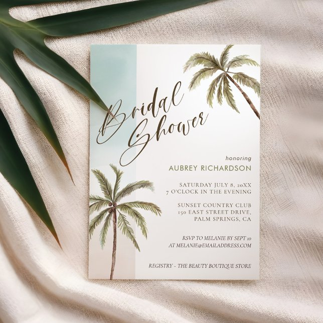 Tropical Watercolor Palm Trees Boho Bridal shower Invitation (Tropical Watercolor Palm Trees Boho Bridal shower Invitation)