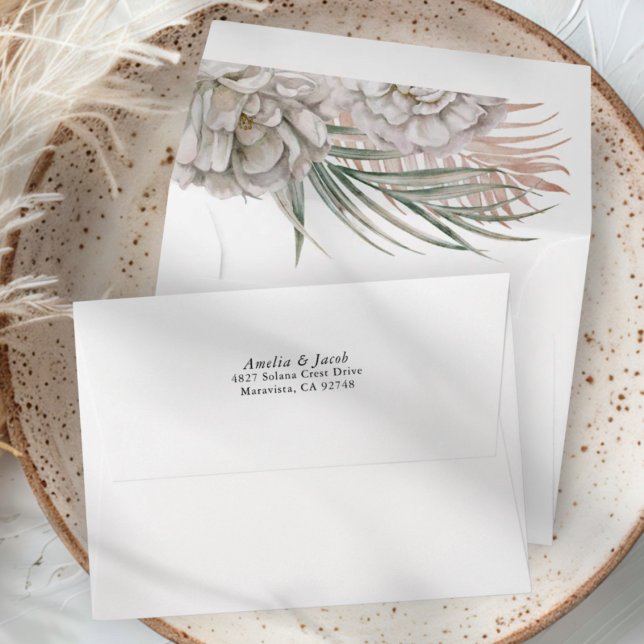 Tropical Watercolor Palm Wedding RSVP Envelope (Creator Uploaded)