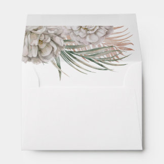 Tropical Watercolor Palm Wedding RSVP Envelope