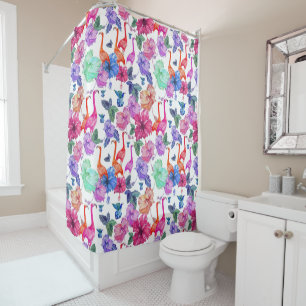Tropical Watercolor Pattern Shower Curtain