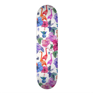 Tropical Watercolor Pattern Skateboard