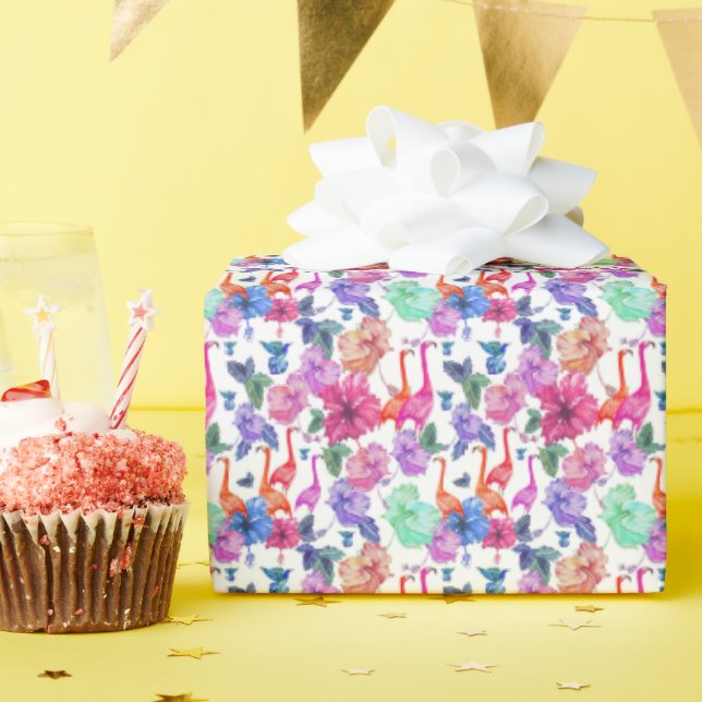 Tropical Watercolor Pattern Wrapping Paper (Birthday Party)