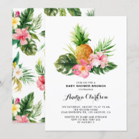Tropical Watercolor Pineapple Baby Shower Brunch