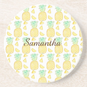 Tropical Watercolor Pineapple Coaster