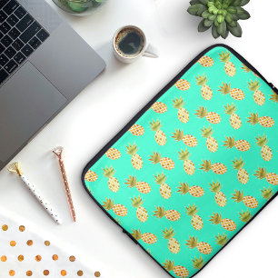 Tropical Watercolor Pineapple Pattern Laptop Sleeve