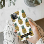 Tropical Watercolor Pineapple Pattern With Name iPhone 11Pro Max Case<br><div class="desc">Tropical Watercolor Pineapple Pattern With Name</div>