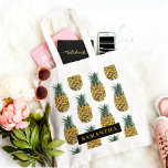 Tropical Watercolor Pineapple Pattern With Name Tote Bag<br><div class="desc">Tropical Watercolor Pineapple Pattern With Name</div>
