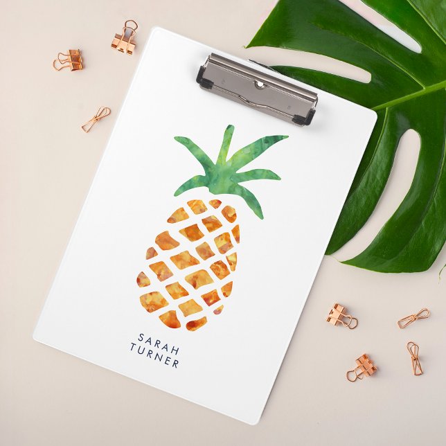 Tropical Watercolor Pineapple Personalised Clipboard (Creator Uploaded)