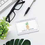 Tropical Watercolor Pineapple Personalized Business Card Holder<br><div class="desc">Design features a pineapple illustration,  the traditional symbol of hospitality,  in pretty watercolors. Personalize with a name or text of your choice. Coordinating accessories,  including matching business cards,  available in our shop!</div>