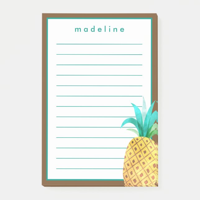 Tropical | Watercolor Pineapple Post-it Notes (Front)