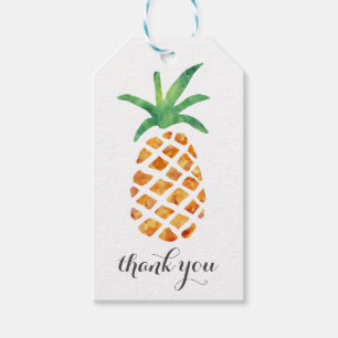 Tropical Watercolor Pineapple Thank You Gift Tags