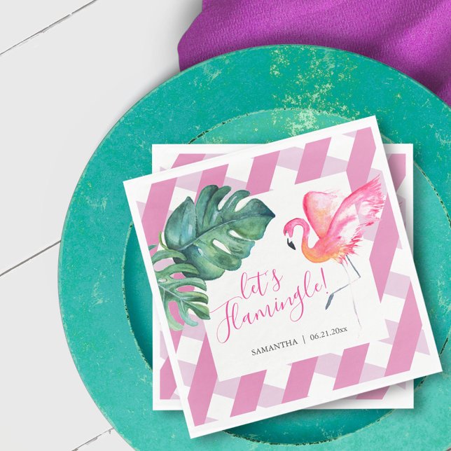 Tropical Watercolor Pink Flamingo Napkins (Creator Uploaded)