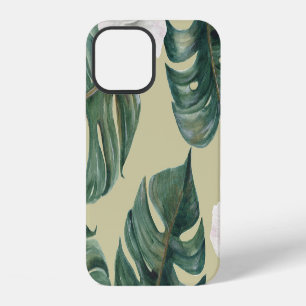 Tropical watercolor plants: seamless pattern. iPhone 12 case