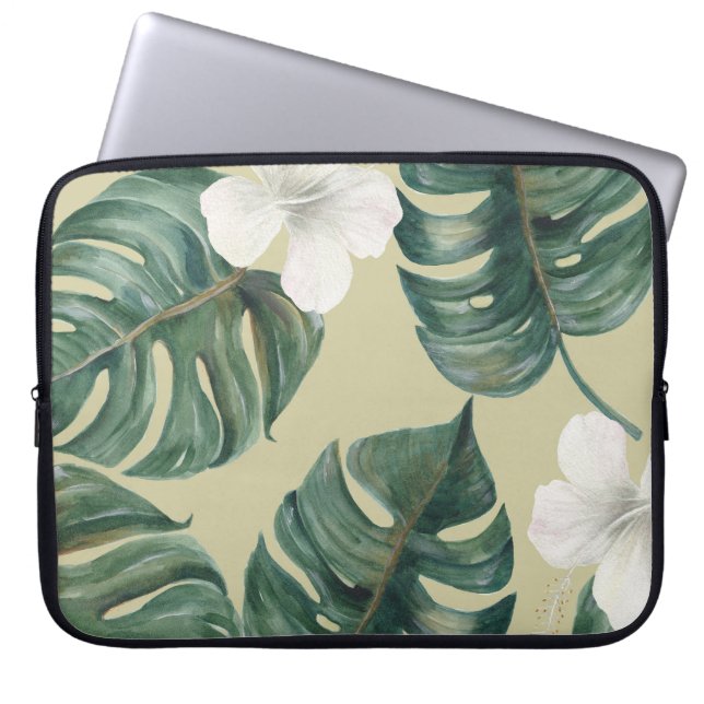 Tropical watercolor plants: seamless pattern. laptop sleeve (Front)