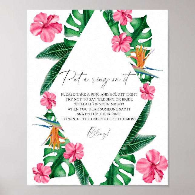 Tropical watercolor -  put a ring on it game poster (Front)