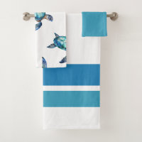 Tropical Watercolor Sea Turtles Bathroom