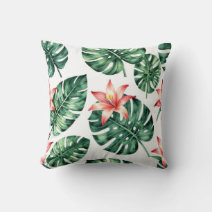 Tropical Watercolor Seamless Pattern Featuring Lus Cushion